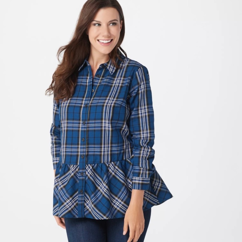 Joan River’s  Plaid Women's Top Size Medium - Picture 2 of 8